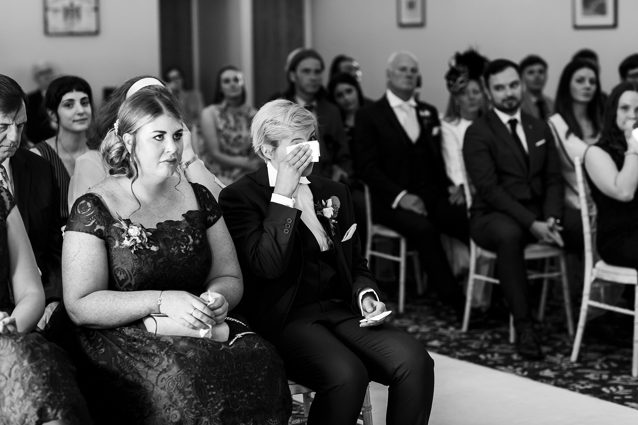 Emotional guests during wedding ceremony - The Villa at Wrea Green Wedding Photography - Toni Darcy Photography
