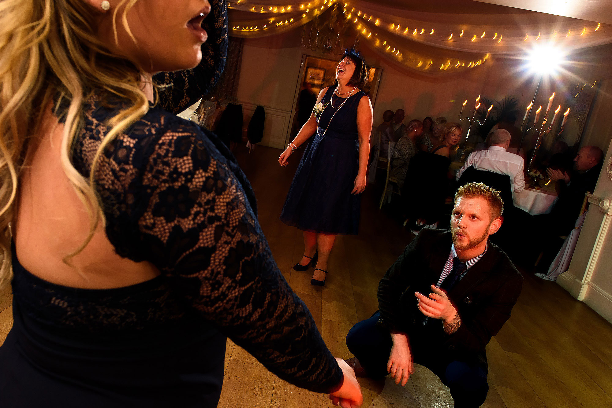 Wedding guests on the dance floor | Eaves Hall wedding photography by Toni Darcy